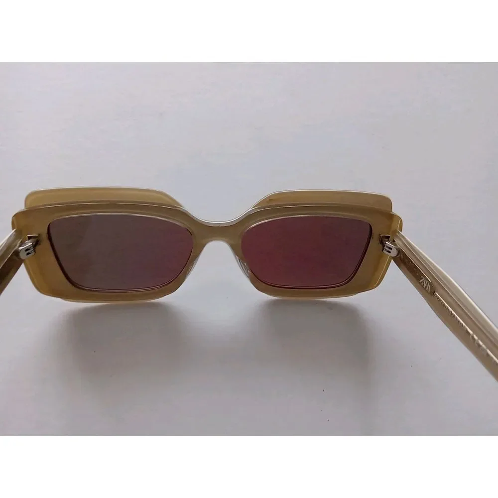 Zara Women Layered Frame Two Tone Beige Tan Arsty Fashion Sun Glasses‎ NWOT